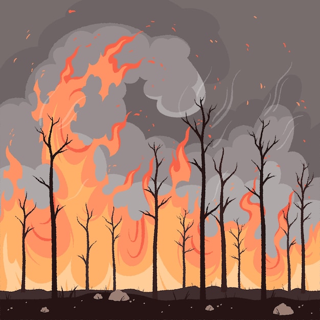 Free vector hand drawn wildfire illustration