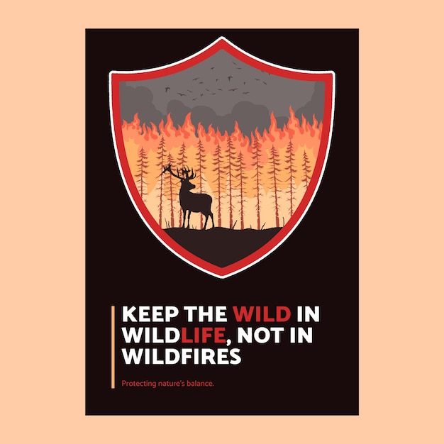 Free Vector hand drawn wildfire poster template