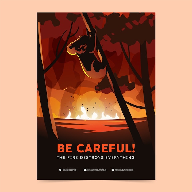 Free Vector hand drawn wildfire poster template