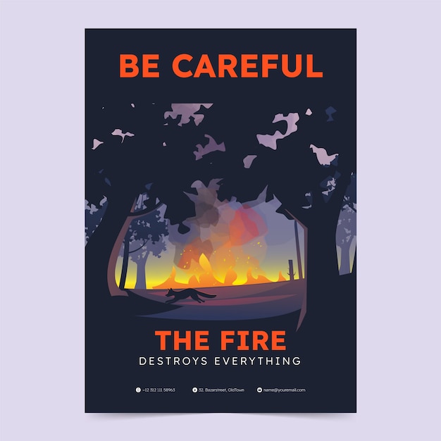 Free Vector hand drawn wildfire poster template