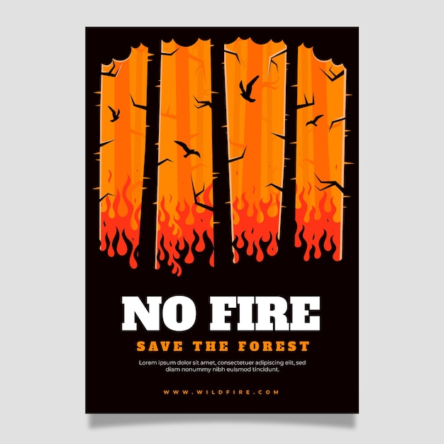 Free vector hand drawn wildfire poster template