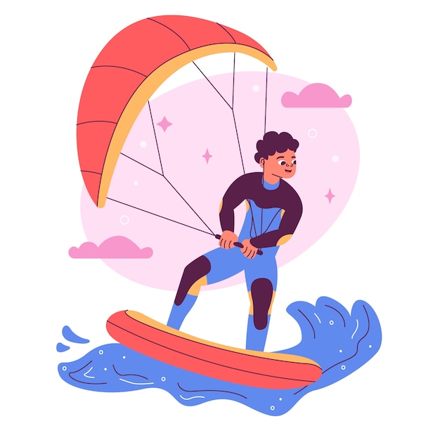 Free Vector hand drawn windsurf illustration