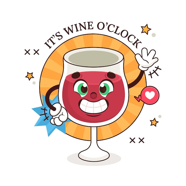 Free Vector hand drawn wine cartoon illustration