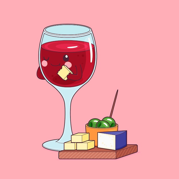 Free Vector hand drawn wine  cartoon illustration