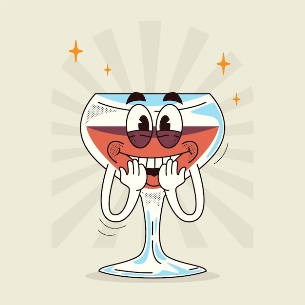 Free Vector hand drawn wine  cartoon illustration