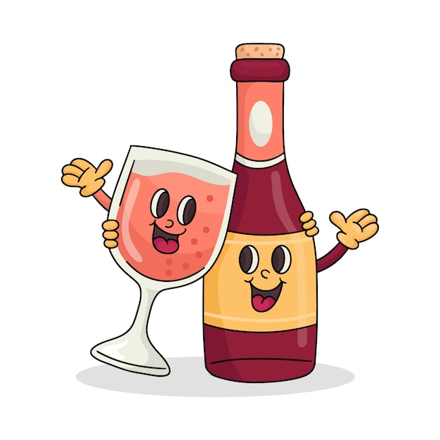 Free Vector hand drawn wine  cartoon illustration