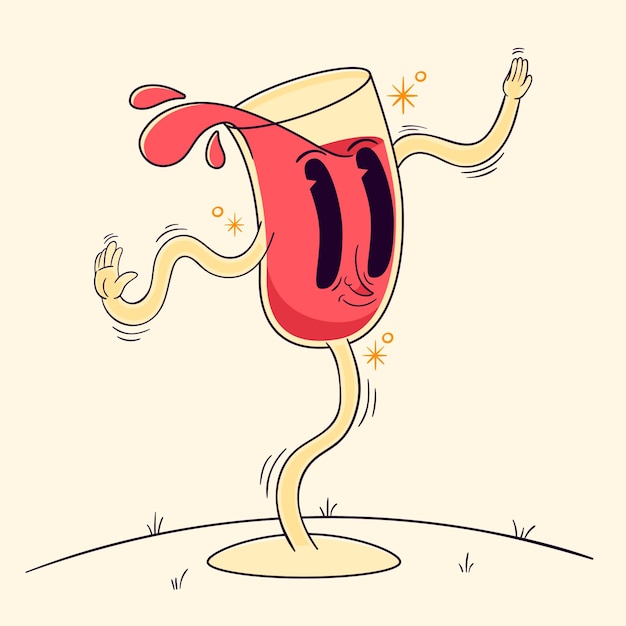 Free Vector hand drawn wine cartoon illustration