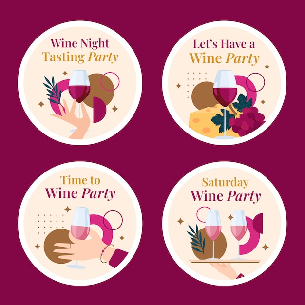 Hand drawn wine festival labels