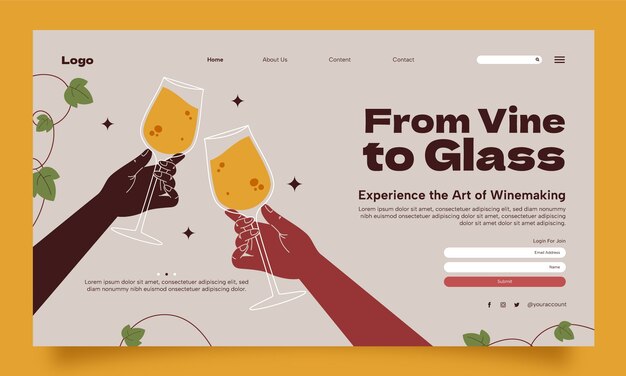 Hand drawn wine festival landing page