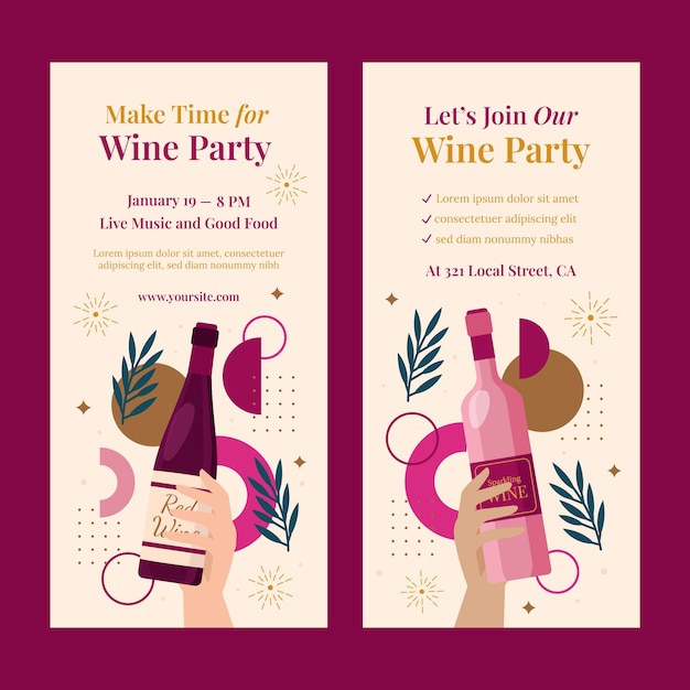 Free Vector hand drawn wine festival vertical banner