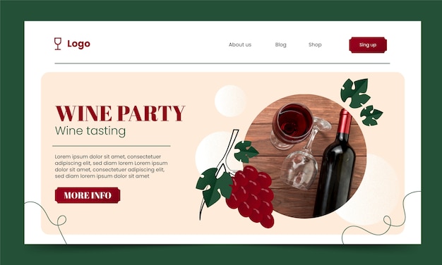 Free Vector hand drawn wine party landing page template