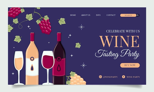 Hand drawn wine party landing page