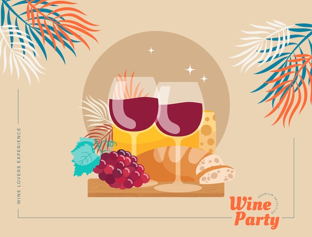 Free vector hand drawn wine party photocall template