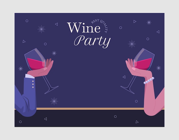 Hand drawn wine party photocall template