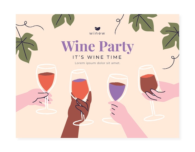 Hand drawn wine party photocall template