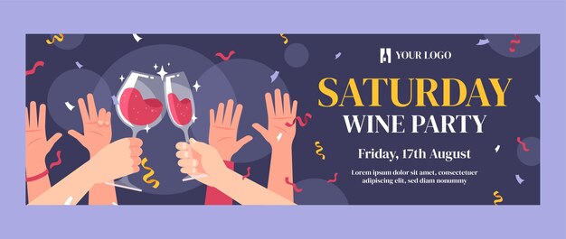 Hand drawn wine party twitter header