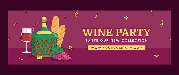 Hand drawn wine party twitter header