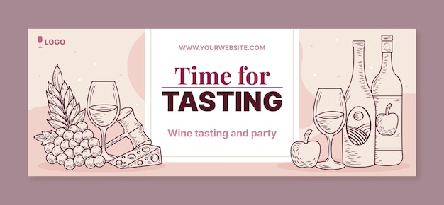 Hand drawn wine tasting facebook cover