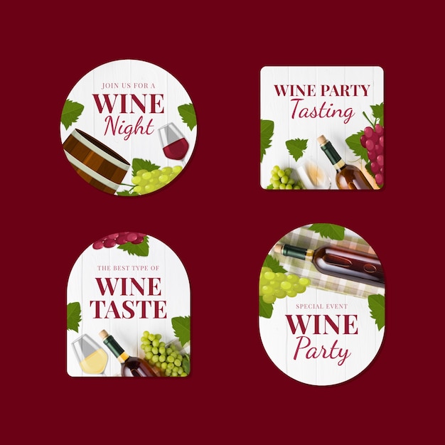 Hand drawn wine tasting labels