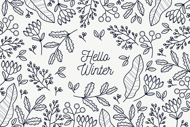 Hand drawn winter background