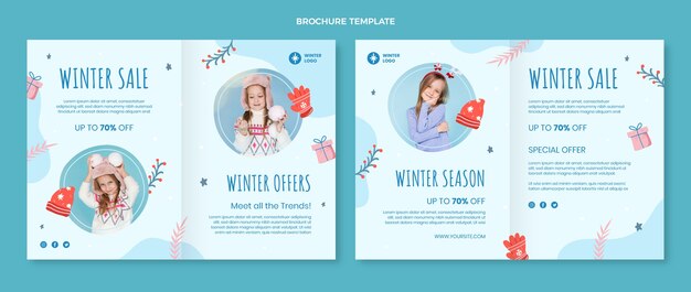 Hand drawn winter brochure template