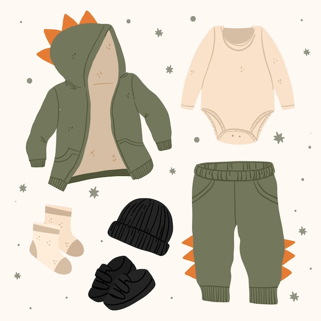 Free Vector hand drawn winter clothes and essentials collection