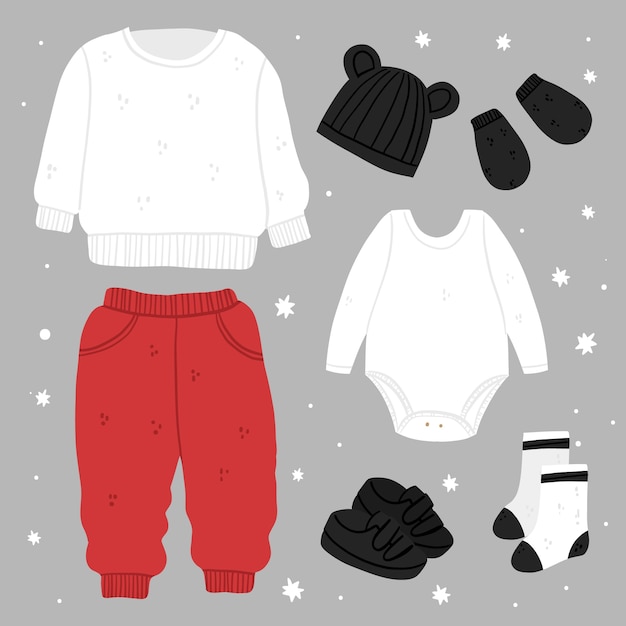 Free Vector hand drawn winter clothes and essentials collection