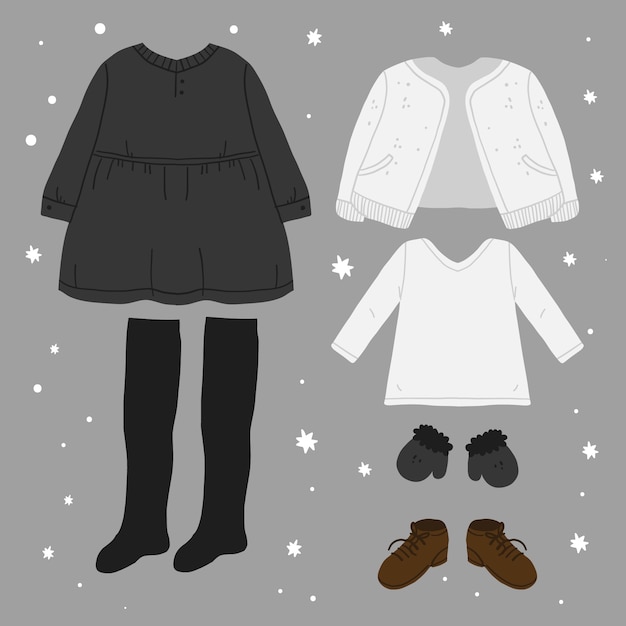 Free Vector hand drawn winter clothes and essentials collection