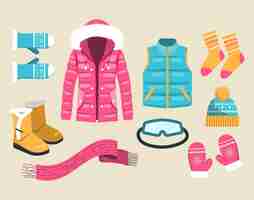 Free vector hand drawn winter clothes and essentials