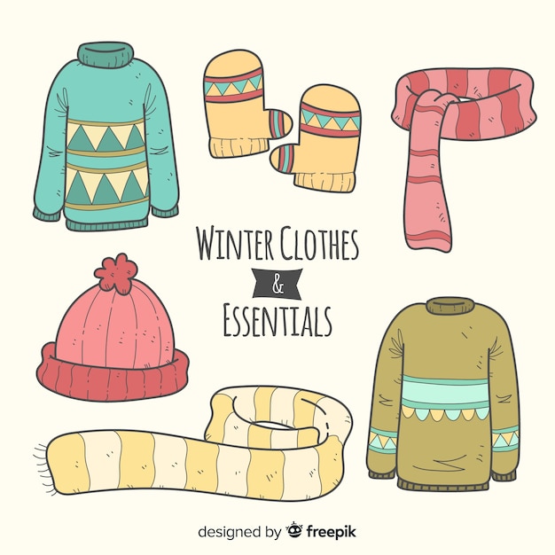 Hand drawn winter essentials collection