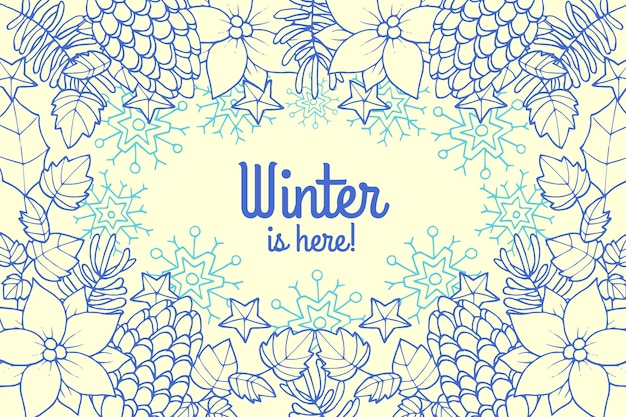 Free Vector hand drawn winter is here background