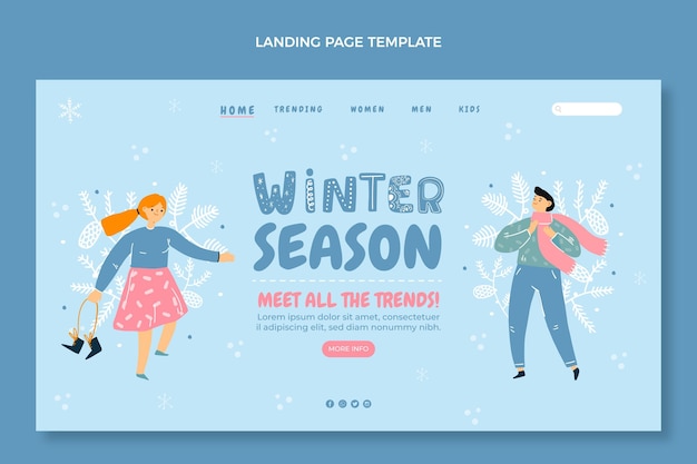 Hand drawn winter landing page template