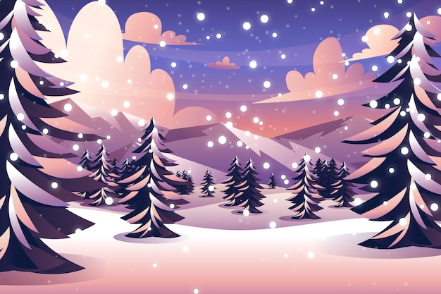 Hand drawn winter landscape