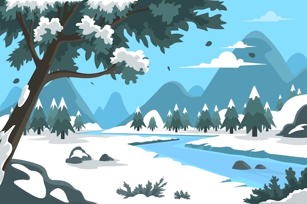 Hand drawn winter landscape