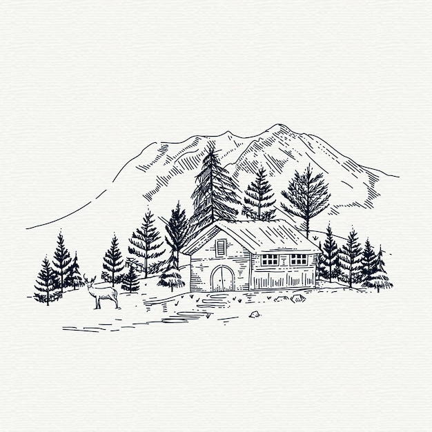 Free Vector hand drawn winter landscape