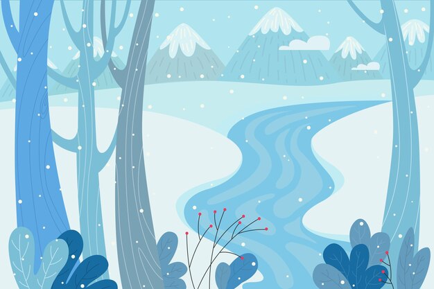 Hand drawn winter landscape