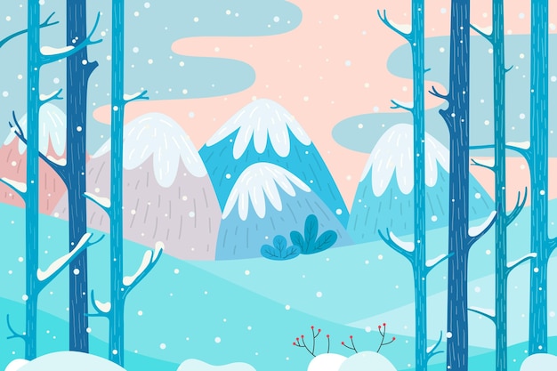 Hand drawn winter landscape