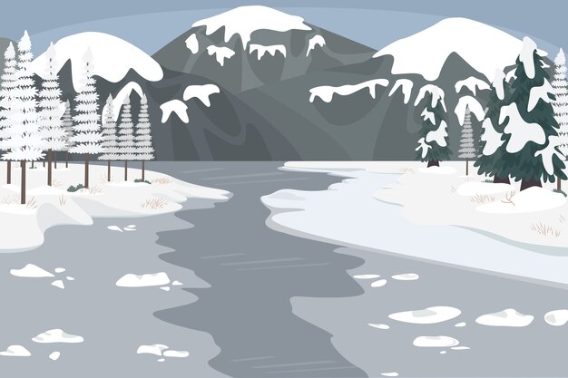 Hand drawn winter landscape