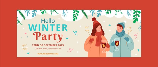 Hand drawn winter party template