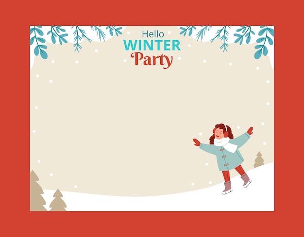 Hand drawn winter party template