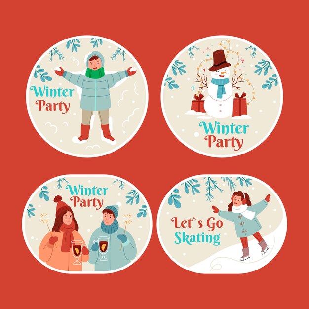 Hand drawn winter party template