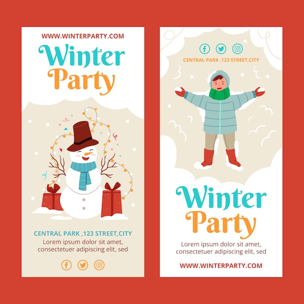 Hand drawn winter party template