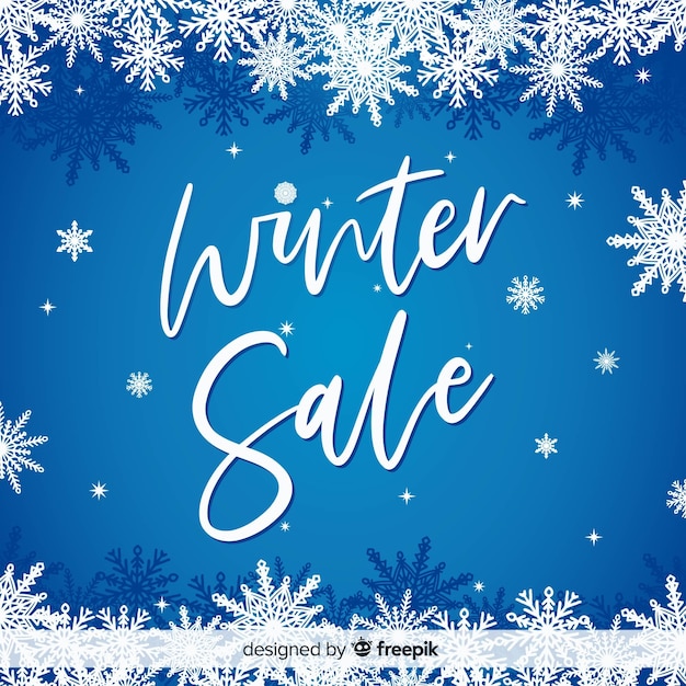 Hand drawn winter sale background