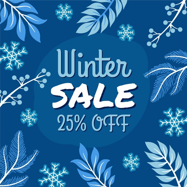 Hand drawn winter sale banner concept