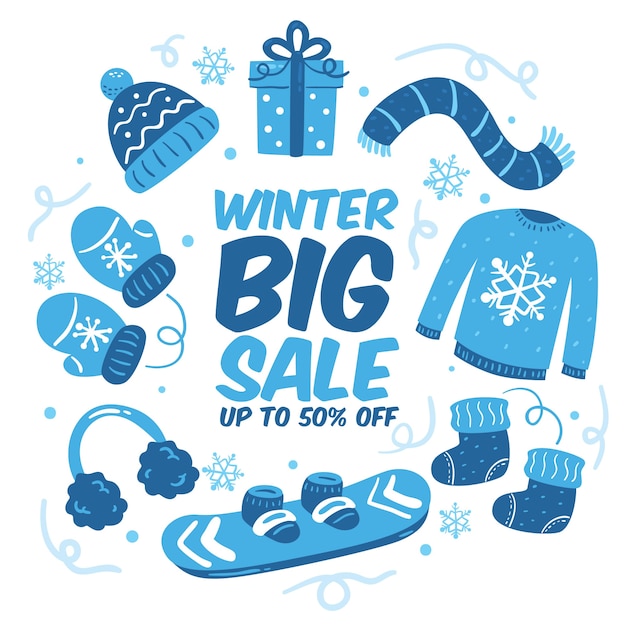 Free Vector hand drawn winter sale banner concept