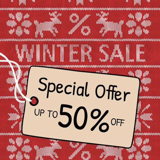 Free Vector hand drawn winter sale illustration and banner