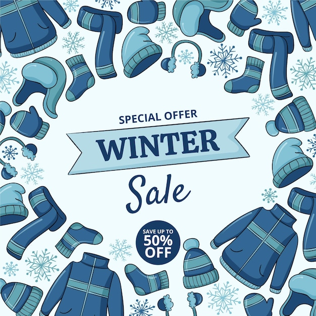 Hand drawn winter sale illustration