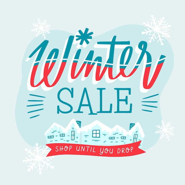 Hand drawn winter sale offer promo