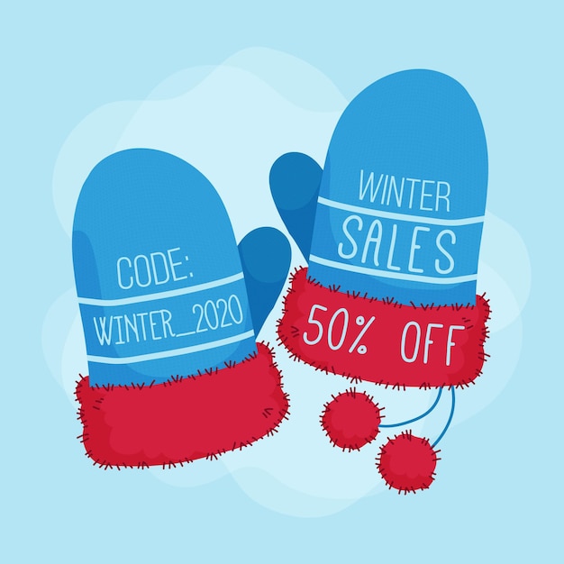 Free Vector hand drawn winter sale promo with gloves