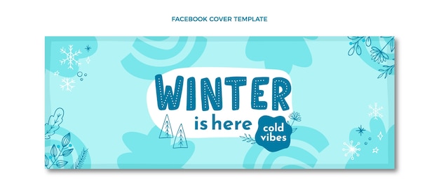 Hand drawn winter social media cover template